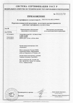 2019.11.16 Каспийск - Приложение к сертификату Изделия крепежные из металла, торговая марка Tech-KREP. Серийный выпуск